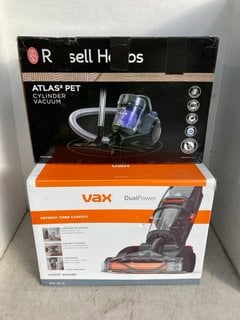 Lot 1134  
            Marchington SR18 - Parcel Delivery Only 

                
RUSSELL HOBBS ATLAS 2 PET CYLINDER VACUUM TO INCLUDE VAX DUAL POWER CARPET CLEANE...