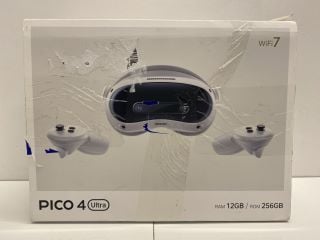 Lot 1008  
            Nationwide - Parcel Delivery Only 

                
PICO 4 ULTRA 256GB STORAGE, 12 GB RAM VR HEAD SET (ORIGINAL RRP - £529): MODEL NO...