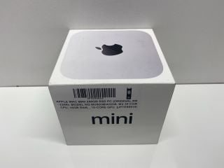 Lot 1016  
            Nationwide - Parcel Delivery Only 

                
APPLE MAC MINI 256GB SSD PC (ORIGINAL RRP - £599): MODEL NO MU9D3B/A3238. M4 10-C...