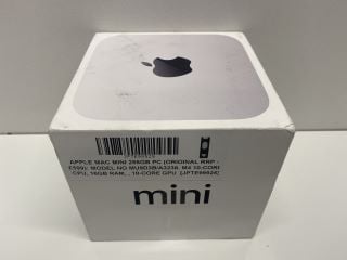 Lot 1017  
            Nationwide - Parcel Delivery Only 

                
APPLE MAC MINI 256GB PC (ORIGINAL RRP - £599): MODEL NO MU9D3B/A3238. M4 10-CORE ...
