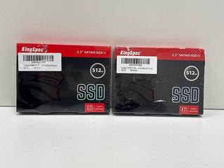 Lot 111  
            Nationwide - Parcel Delivery Only 

                
2 X KINGSPEC 512 GB SSD PC COMPONENTS: MODEL NO P3-512 (IN BOX) [JPTM148229]. (SE...