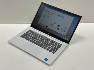 Lot 84  
            Nationwide - Parcel Delivery Only 

                
HP CHROME OS 128 GB LAPTOP IN GLACIER SILVER: MODEL NO 9Z6X9EA (WITH BOX & CHARGI...