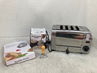 Lot 1009  
            Marchington SR14 - Parcel Delivery Only 

                
3 X ASSORTED KITCHEN APPLIANCES TO INCLUDE DUALIT 4 SLICE TOASTER: LOCATION - F6
