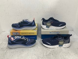 Lot 1059  
            Marchington SR14 - Parcel Delivery Only 
                
SKECHERS RELAXED MEMORY FOAM LACE UP TRAINERS IN NAVY - UK SIZE 10 TO INCLUDE PAV...