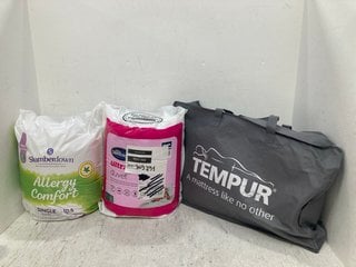 Lot 1076  
            Marchington SR14 - Parcel Delivery Only 
                
3 X BEDDING ITEMS TO INCLUDE SLUMBERDOWN SINGLE DUVET COVER 10.5 TOG: LOCATION - F9