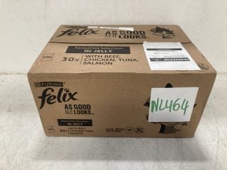 Lot 1167  
            Marchington SR14 - Parcel Delivery Only 
                
FELIX FAVOURITES SELECTION IN JELLY 30X WITH BEEF, CHICKEN, TUNA & SALMON F- BBE ...