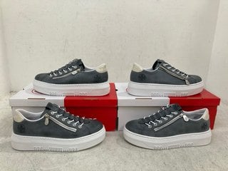 Lot 1189  
            Marchington SR14 - Parcel Delivery Only 
                
2 X RIEKER M1953 60 TRAINERS IN GREY - UK SIZE 6 - COMBINED ORIGINAL RRP £134: LO...
