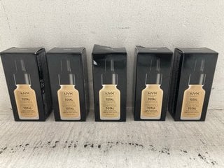 Lot 118  
            Marchington SR14 - Parcel Delivery Only 
                
5 X NYX TOTAL CONTROL DROP FOUNDATIONS - SHADE: TCDF09 TRUE BEIGE: LOCATION - H4