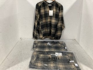 Lot 1214  
            Marchington SR14 - Parcel Delivery Only 

                
3 X ICHI ESIVA CHECKED SHIRTS - UK SIZE 36 - COMBINED ORIGINAL RRP £195: LOCATION...