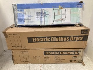 Lot 1298  
            Marchington SR14 - Parcel Delivery Only 

                
2 X ELECTRIC CLOTHES DRYERS TO INCLUDE CHROME WALL SHELF: LOCATION - F19