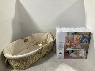 Lot 1303  
            Marchington SR14 - Parcel Delivery Only 

                
CLAIR DE LUNE BAMBOO COIR/WOOL PALM MOSES BASKET TO INCLUDE MAMAS & PAPAS BABY SN...