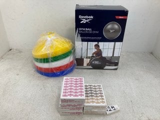 Lot 1402  
            Marchington SR14 - Parcel Delivery Only 

                
QTY OF ASSORTED ITEMS TO INCLUDE REEBOK 55CM GYM BALL: LOCATION - E14