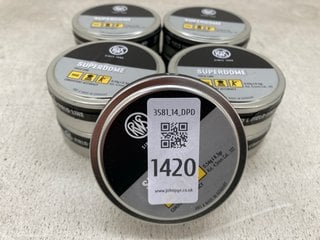 Lot 1420  
            Marchington SR14 - Parcel Delivery Only 

                
9 X TUBS OF SUPERDOME FIELD LINE AIR PELLETS (18+ ID REQUIRED): LOCATION - E13