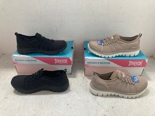 Lot 347  
            Marchington SR14 - Parcel Delivery Only 
                
2 X SKECHERS GRACEFUL SLIP ON TRAINERS IN TAUPE & BLACK - UK SIZE 7: LOCATION - H10