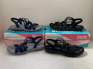 Lot 420  
            Marchington SR14 - Parcel Delivery Only 
                
2 X SKECHERS REGGAE SLIM SANDALS IN BLACK & NAVY - UK SIZES 6 & 7: LOCATION - H14