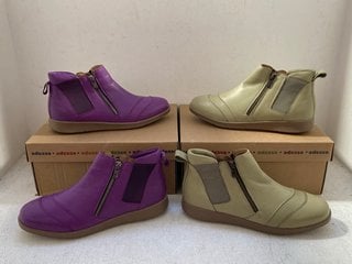 Lot 421  
            Marchington SR14 - Parcel Delivery Only 
                
2 X ADESSO ANKLE BOOTS IN PURPLE & SAGE GREEN - UK SIZE 6: LOCATION - H14