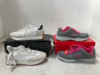 Lot 505  
            Marchington SR14 - Parcel Delivery Only 
                
FABRIC LYON TRAINER IN WHITE/GUM - UK 4 TO INCLUDE SLAZENGER FORCE MESH TRAINER I...