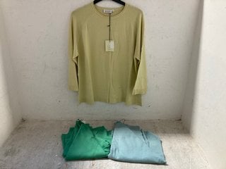 Lot 546  
            Marchington SR14 - Parcel Delivery Only 

                
3 X MASAI STRAIGHT LOOSE TOPS IN BLUE/YELLOW/GREEN - SIZE SMALL: LOCATION - G19