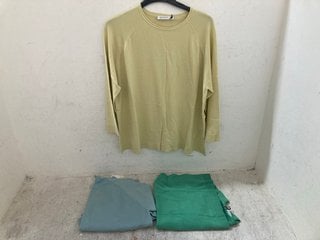 Lot 550  
            Marchington SR14 - Parcel Delivery Only 

                
3 X MASAI STRAIGHT LOOSE TOPS IN BLUE/YELLOW/GREEN - SIZE LARGE: LOCATION - G19