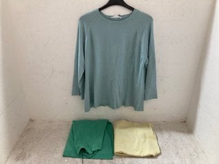 Lot 552  
            Marchington SR14 - Parcel Delivery Only 
                
3 X MASAI STRAIGHT LOOSE TOPS IN BLUE/YELLOW/GREEN - SIZE XL: LOCATION - G19