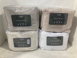 Lot 555  
            Marchington SR14 - Parcel Delivery Only 
                
4 X COZEE HOME SHEET COLLECTION DOUBLE FITTED SHEETS IN WHITE/BEIGE: LOCATION - G18
