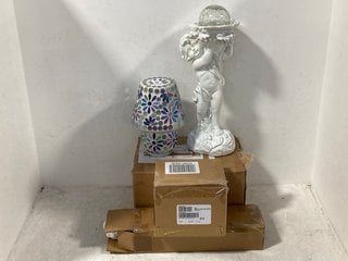 Lot 562  
            Marchington SR14 - Parcel Delivery Only 
                
QTY OF ASSORTED HOUSEHOLD DECOR TO INCLUDE GARDEN REFLECTIONS SOLAR CHERUB GARDEN...