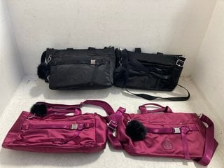 Lot 596  
            Marchington SR14 - Parcel Delivery Only 
                
4 X KIPLING MEDIUM CROSSBODY BAGS IN BLACK/BURGUNDY: LOCATION - G15