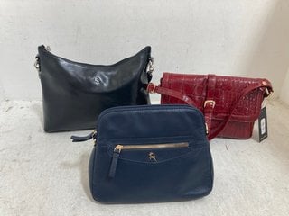 Lot 611  
            Marchington SR14 - Parcel Delivery Only 
                
3 X ASSORTED WOMENS HANDBAGS TO INCLUDE ASHWOOD GENUINE LEATHER CHLOE CROSSBODY B...
