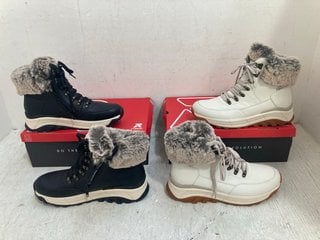 Lot 634  
            Marchington SR14 - Parcel Delivery Only 
                
2 X RIEKER JOYCE WALKING BOOTS IN WHITE & BLACK - UK SIZE 7.5: LOCATION - G13