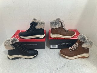 Lot 635  
            Marchington SR14 - Parcel Delivery Only 
                
2 X RIEKER JOYCE WALKING BOOTS IN BROWN & BLACK - UK SIZE 6: LOCATION - G13