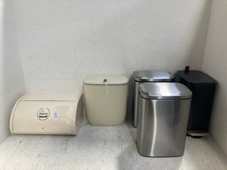 Lot 733  
            Marchington SR14 - Parcel Delivery Only 

                
5 X ASSORTED KITCHEN ITEMS TO INCLUDE STAINLESS STEEL BREAD TIN IN CREAM: LOCATIO...