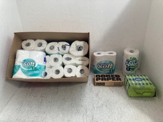 Lot 768  
            Marchington SR14 - Parcel Delivery Only 

                
QTY OF ASSORTED TOILET ROLLS TO INCLUDE WHO GIVES A CRAP RECYCLED RUBBISH BAGS: L...