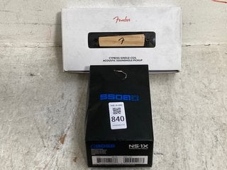 Lot 840  
            Marchington SR14 - Parcel Delivery Only 
                
FENDER CYPRESS SINGLE-COIL ACOUSTIC SOUNDHOLE PICKUP TO INCLUDE BOSS NS-1X SIGNAL...