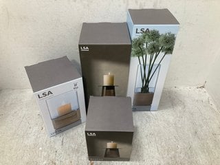 Lot 950  
            Marchington SR14 - Parcel Delivery Only 

                
4 X ASSORTED LSA HOUSEHOLD ITEMS TO INCLUDE HANDMADE GLASS BEACON CANDLE STAND: L...