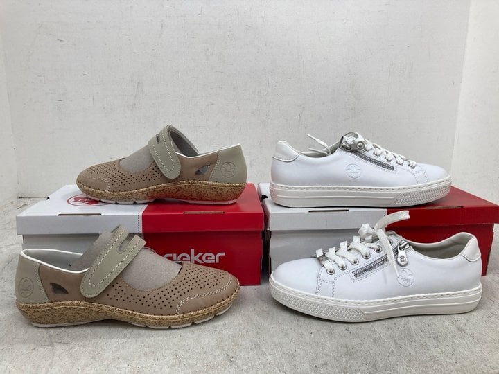 Lot 964  
            Marchington SR14 - Parcel Delivery Only 
                
RIEKER ANDREA STRAP SANDALS IN GREY - UK SIZE 6 TO INCLUDE RIEKER NEWARK TRAINERS...