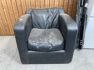 Lot 12  
            Marchington SR18 - Delivery or Collection 
                
ARMCHAIR IN BLACK LEATHER EFFECT: LOCATION - A1