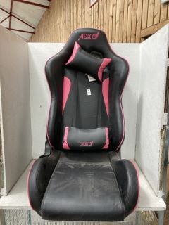 Lot 215  
            Marchington SR18 - Delivery or Collection 

                
ADX FAUX LEATHER GAMING CHAIR IN BLACK/PINK: LOCATION - AR1