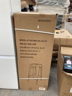 Lot 23  
            Marchington SR18 - Delivery or Collection 
                
BOX OF 4 STOOLS IN CRYSTAL BLUE: LOCATION - A1