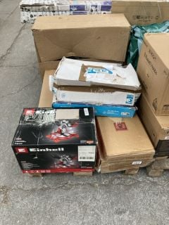 Lot 316  
            Marchington SR18 - Delivery or Collection 

                
PALLET OF ASSORTED ITEMS TO INCLUDE EINHELL CROSSCUT AND MITRE SAW (18+ ID REQUIR...