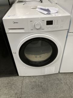 Lot 75  
            Marchington SR18 - Delivery or Collection 
                
MIDEA MDG09EH80 HEAT PUMP TUMBLE DRYER IN WHITE - ORIGINAL RRP:£345: LOCATION - A5