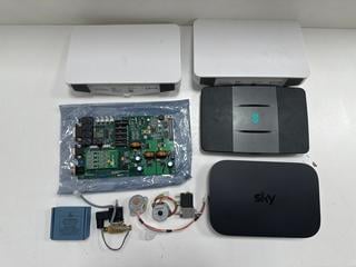 Lot 206  
            Marchington - Parcel Delivery Only 

                
QTY OF ASSORTED TECH ITEMS. (UNIT ONLY, TO INCLUDE SKY BOX, ROUTERS & SERVER COMP...
