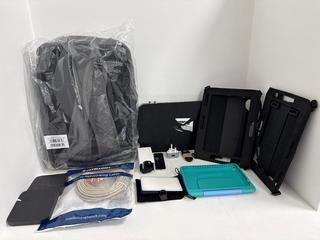 Lot 209  
            Marchington - Parcel Delivery Only 

                
BOX OF ASSORTED ITEMS TO INCLUDE LENOVO BAG, CABLES, APPLE TV REMOTE, SKY BOX & O...