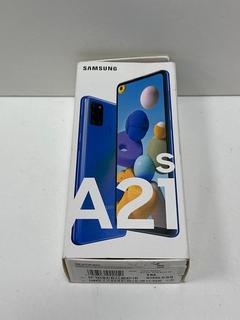 Lot 25  
            Marchington - Parcel Delivery Only 

                
SAMSUNG GALAXY A21S 32 GB SMARTPHONE IN BLUE: MODEL NO SM-A217F/DSN (WITH BOX & A...