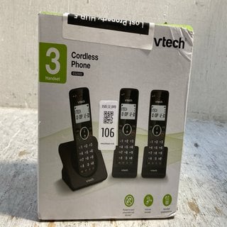 Lot 106  
            Marchington SR12 - Parcel Delivery Only 

                
VTECH SET OF 3 HANDSET CORDLESS PHONES ES2002: LOCATION - A1