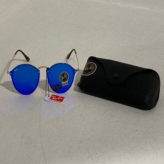 Lot 11  
            Marchington SR12 - Parcel Delivery Only 

                
RAY-BAN RB3574N BLAZEROUND SUNGLASSES WITH BLUE MIRRORED LENSES & GOLD FRAME - OR...