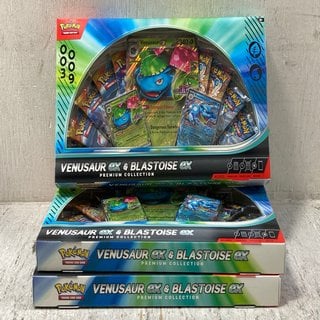 Lot 126  
            Marchington SR12 - Parcel Delivery Only 

                
3 X POKEMON TRADING CARD GAME VENUSAUR EX & BLASTOISE EX PREMIUM COLLECTION, COMB...