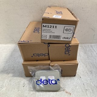 Lot 197  
            Marchington SR12 - Parcel Delivery Only 

                
QTY OF ASSORTED LIGHT SWITCHES TO INCLUDE DETA M1211 13A FUSED DP SWITCHED CONNEC...