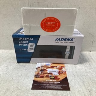 Lot 206  
            Marchington SR12 - Parcel Delivery Only 

                
JADEN'S JD-268BT THERMAL LABEL PRINTER WITH 1 X PACK OF MUNBYN THERMAL LABELS: LO...