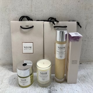 Lot 341  
            Marchington SR12 - Parcel Delivery Only 

                
QTY OF ASSORTED NEOM PRODUCTS TO INCLUDE PERFECT NIGHT'S SLEEP PILLOW MIST 100ML:...