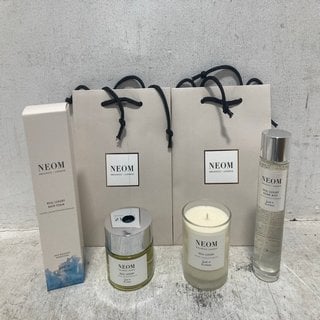 Lot 342  
            Marchington SR12 - Parcel Delivery Only 

                
QTY OF ASSORTED NEOM PRODUCTS TO INCLUDE PERFECT NIGHT'S SLEEP PILLOW MIST 100ML:...